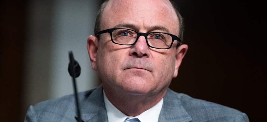 Robert Storch, the Biden administration's nominee to serve as DOD Inspector General, at his confirmation hearing February 15, 2022.