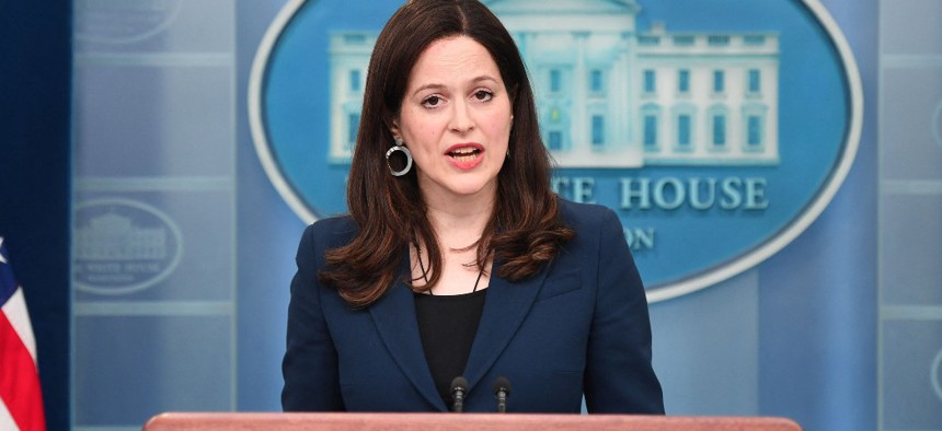 Deputy National Security Advisor for Cyber and Emerging Technology Anne Neuberger speaks during a briefing in the James S. Brady Press Briefing Room of the White House in Washington, DC, on March 21, 2022.