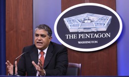 Nand Mulchandani, then head of the Director of the Pentagon’s Joint Artificial Intelligence Center, briefs reporters at the Pentagon on Sept. 10, 2020.