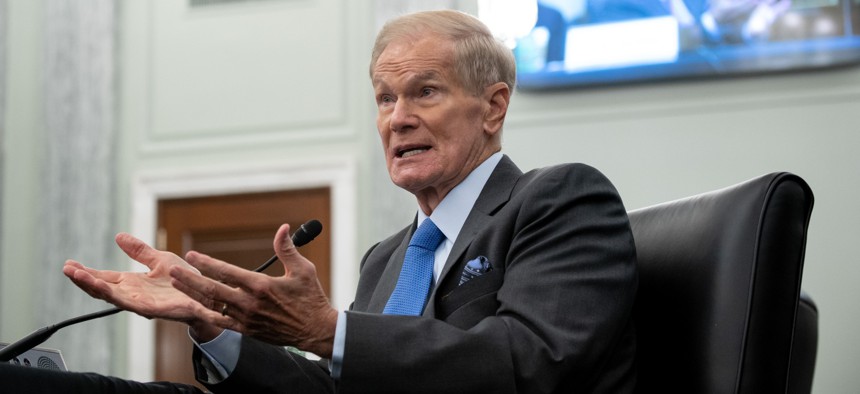 Bill Nelson at his May 2021 confirmation hearing to serve as NASA Administrator.