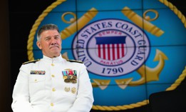 Coast Guard Commandant Adm. Karl L. Schultz hosts the 16th Gold Ancient Mariner change of watch, Coast Guard Headquarters, Washington, D.C., July 17, 2020.