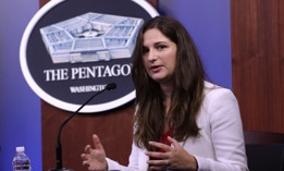 Jane Pinelis participates in a news conference at the briefing room of the Pentagon Sept. 10, 2020.