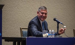Michael Brown, director of the Defense Innovation Unit, participating in the Future of Naval Innovation panel at the Navy League’s Sea-Air-Space Exposition at National Harbor, Md., April 5, 2022